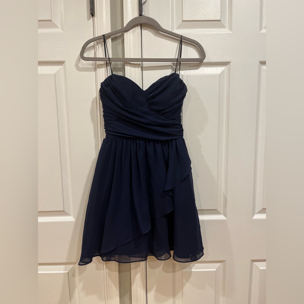B.Darlin Navy blue strapless dress